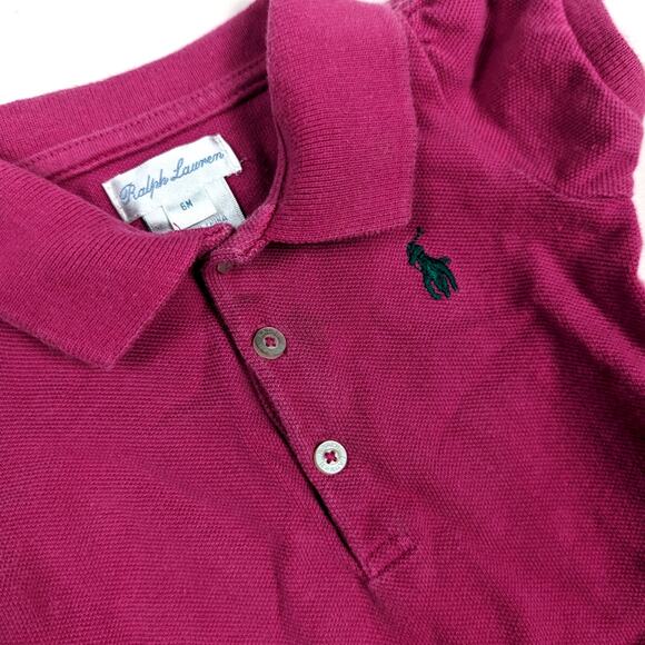 Ralph Lauren Dress Baby Girls Sz 6m Magenta Pink Preppy Collared Polo - Picture 2 of 5